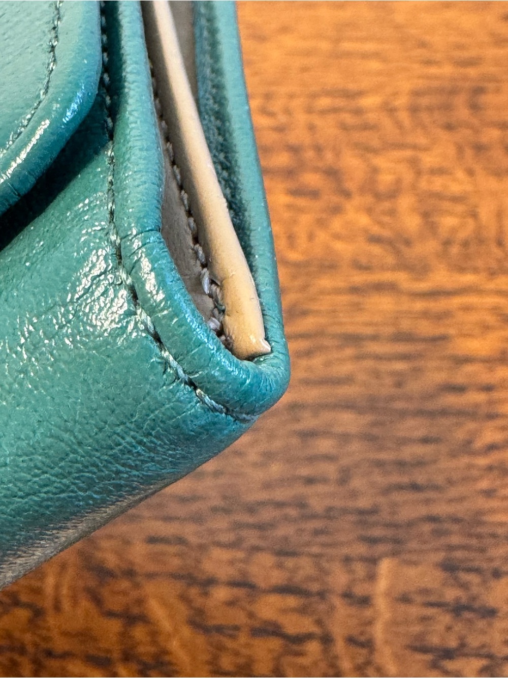 Coach Ashley Teal Green Pleated Leather Compact Wallet - Picture 7 of 12